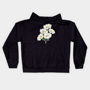 White Daisy floral Hand Drawn Gardening Gift Kids Hoodie